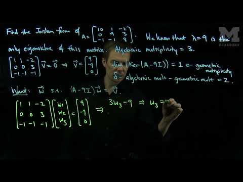 Видео: Жорданова форма матрицы 3 на 3: Пример 1
