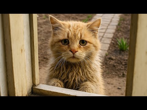 Видео: Грязная кошка подошла к окну и посмотрела на меня. По её глазам я поняла, что она пережила многое.