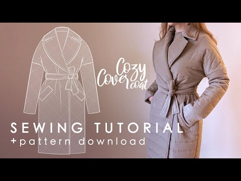 Видео: Учебное пособие по шитью стеганого пальто на подкладке + выкройка для скачивания |Уютное пальто-п...