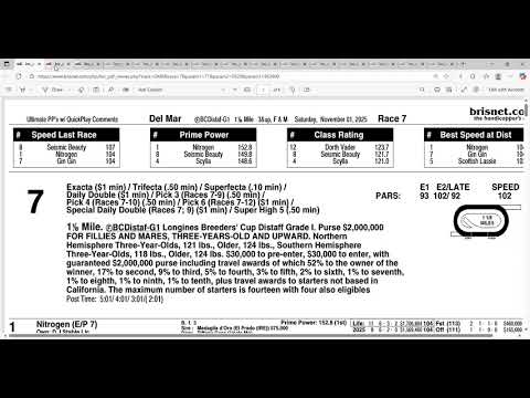 Видео: Анализ и выборы всех лошадей Breeders Cup Distaff 2025 | Del Mar