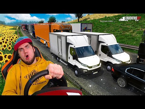 Видео: ДОРОГА ДУРАКОВ 3 ЧАСА ПРОСТОЯЛИ В ПРОБКЕ - ДЕРЖИМ ОБОЧИНУ в ETS 2 MP - Euro Truck Simulator 2 + РУЛЬ