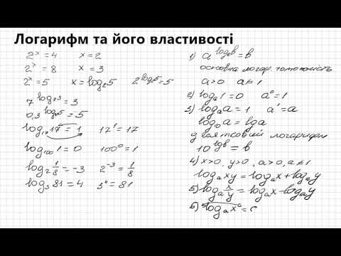 Видео: Логарифм та його властивості Алгебра 11 клас