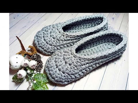 Видео: Тапочки балетки из трикотажной пряжи. Самый простой способ.