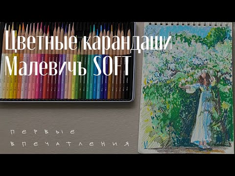 Видео: Мягче не бывает? Тестирую цветные карандаши Малевичъ Soft