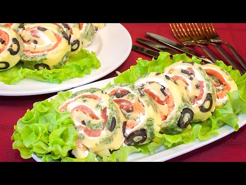 Видео: Закуска на праздничный стол – рулет с красной рыбой «Тигровый»