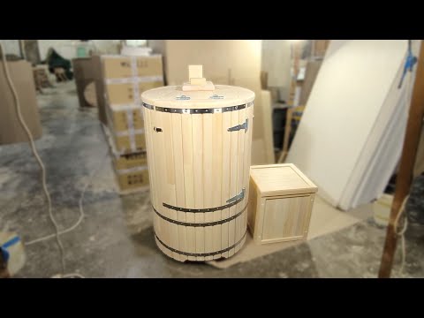 Видео: Видеообзор кедровой круглой фитобочки, со всеми опциями, покрытой OSMO и ширма парогенератора