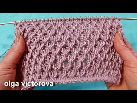 Видео: Рельефный узор Сеточка 447 Узоры спицами спицами