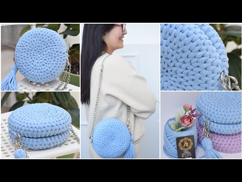 Видео: Crocheting a Round Handbag with Rattan Pattern Круглая сумочка с узором Ротанг Вязание крючком