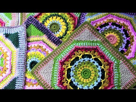 Видео: Мотив для пледа. Большой, разноцветный, выпуклый. Мастер-класс.