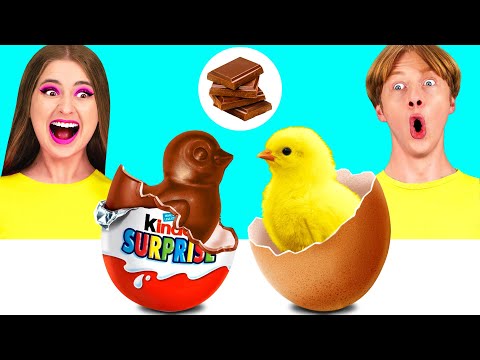 Видео: Челлендж. Шоколадная Еда vs Настоящая еда | Смешные Моменты от Happy Funny