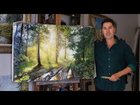 Видео: "Туманный рассвет". Холст, масло. 65см x 100см. 2023 г.