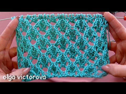 Видео: Фокус на весну - лето и не только Ажурный узор 741 Узоры спицами
