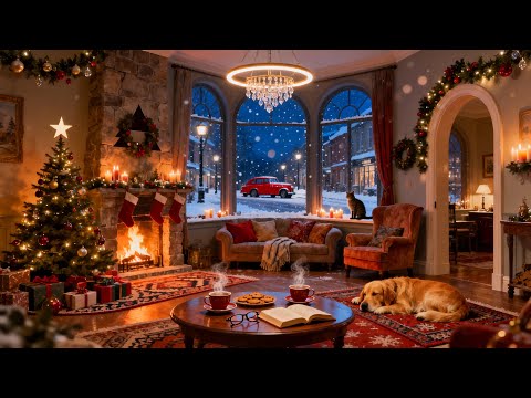 Видео: Отдохните под инструментальный рождественский джаз и звуки камина🔥Уютная атмосфера рождественского к
