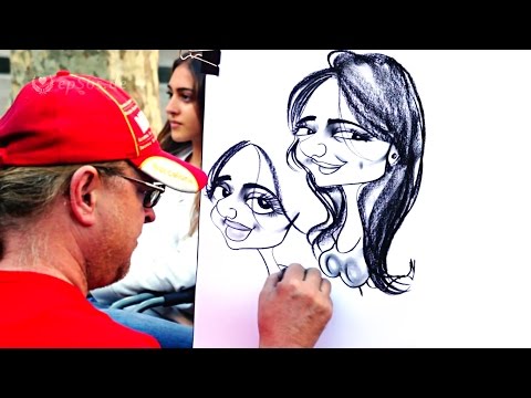 Видео: быстрый рисунок лица в стиле карикатур.