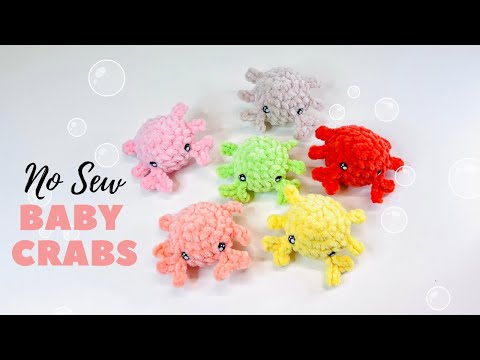 Видео: Простые и удобные детские крабики без шитья | Амигуруми без шитья | Вязаные крючком морские существа