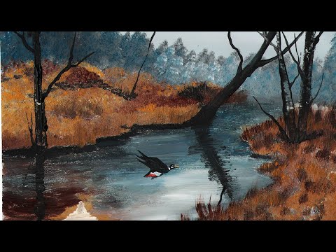 Видео: Как нарисовать весенний пейзаж. Рисуем весну гуашью. Рисуем утку. Правополушарное рисование.
