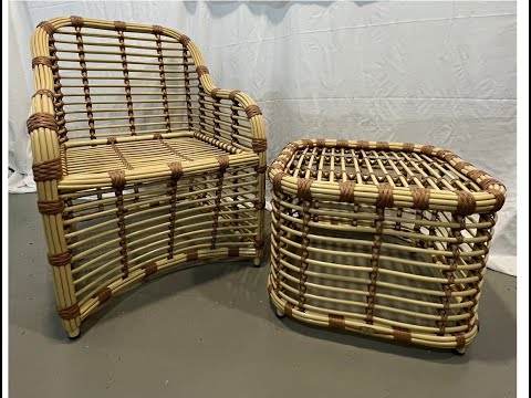 Видео: МК плетеный пуфик из ротанга. часть 2/ rattan furniture