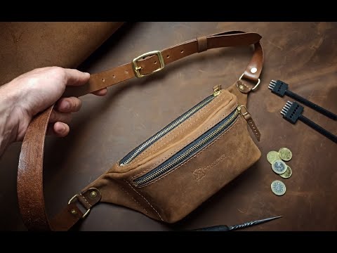 Видео: Поясная сумка (бананка) ручной работы из кожи Crazy Horse