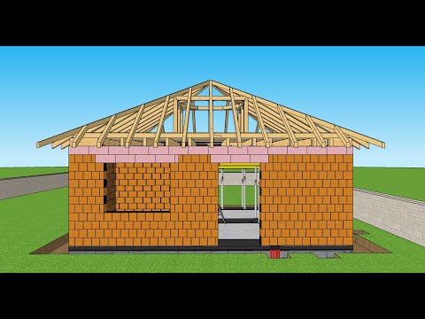 Видео: Как построить небольшой кирпичный дачный дом с деревянной фермой