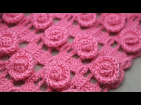 Видео: Розочки КРЮЧКОМ цветочный узор  легкое ВЯЗАНИЕ для новичков EASY Crochet for beginners