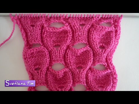Видео: Дырчатый узор спицами - Необычный Узор в дырочку. Вязание спицами № 338