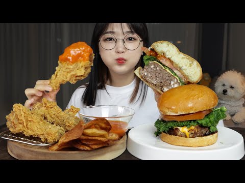 Видео: Ешьте Домашний бургер, Жареный цыпленок, Картофельные чипсы🍔🍗🍟Mukbang Asmr