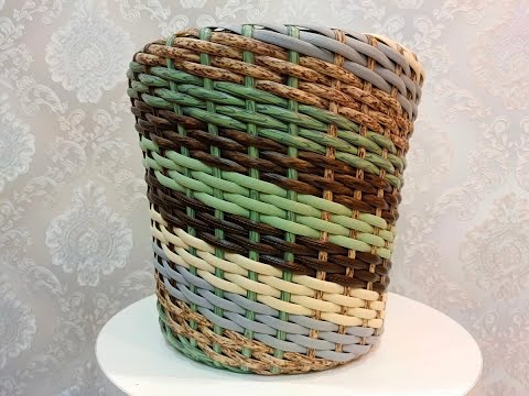 Видео: Полосатое разноцветное кашпо из ротанга