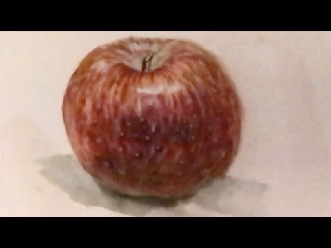 Видео: Акварель: Красное Яблоко