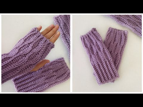 Видео: Митенки крючком, узор Соты \ crochet mittens