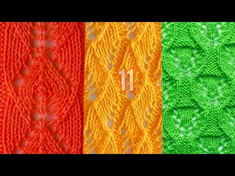 Видео: 11 схем на прекрасные узоры вязания спицами. 11 patterns for beautiful knitting patterns.