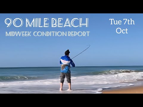 Видео: Отчет о состоянии пляжа 90 Mile Beach в середине недели. Вторник, 7 октября.