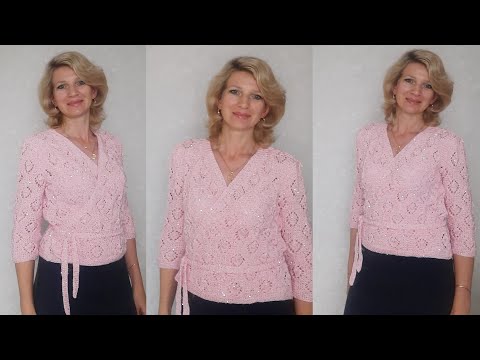 Видео: Кофта на запах спицами./МК
