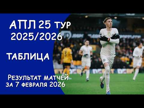 Видео: АПЛ 25 тур результат матчей за 7 февраля. Таблица.