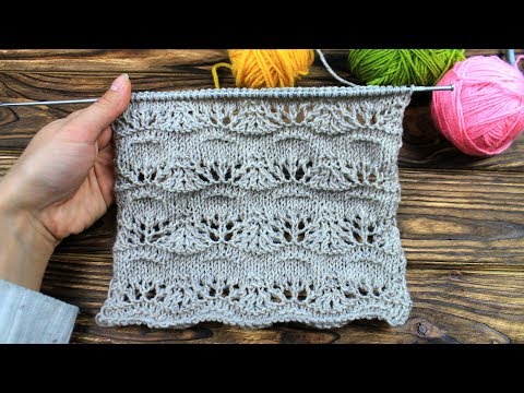 Видео: Простой узор для палантина спицами.