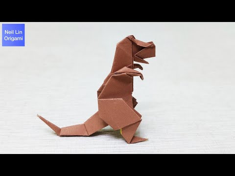 Видео: Как сделать динозавра из бумаги. Оригами Динозавр из бумаги