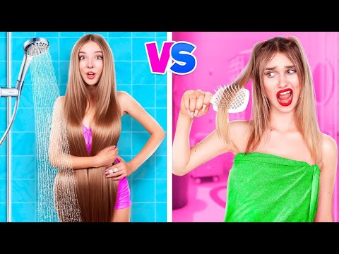 Видео: Длинные Волосы vs Короткие Волосы | Жизненные Проблемы Девушек с Короткими vs Гига Длинными Волосами