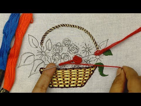 Видео: легкая вышивка для медитации с красивым цветочным рисунком корзины