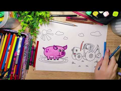 Видео: Читаем Сказку про Синий Трактор и Свинку + Раскрашиваем Героев! 🚜🐷🖍️