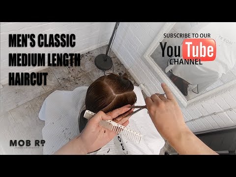 Видео: Mens classic  medium length  haircut | Tutorial mens haircut 2019 | Мужская классическая стрижка