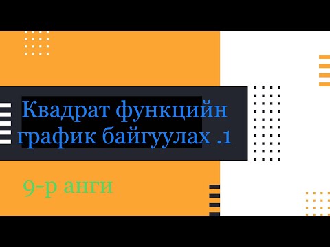 Видео: Квадрат функцийн график байгуулах.