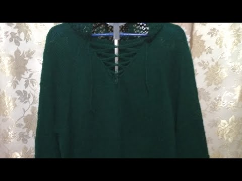 Видео: Кофточка с капюшоном спицами. Худи реглан сверху. Подробный мастер класс.