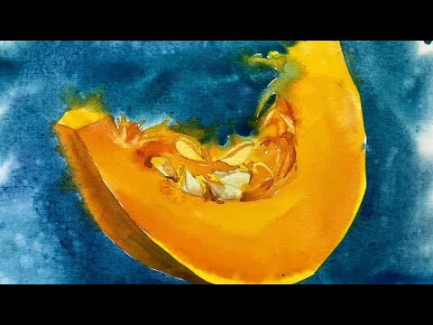 Видео: Урок по акварели для начинающих. Тыква 🎃