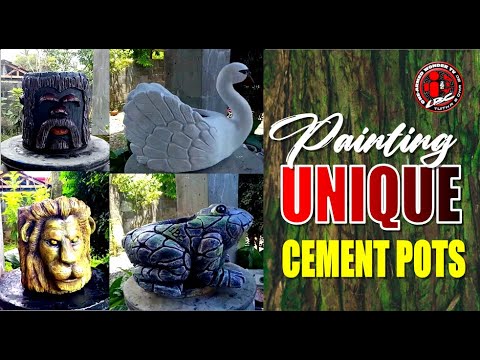 Видео: DIY | PAINTING | 4 UNIQUE CEMENT POTS | Сделай сам | Живопись | 4 уникальных цементных горшка