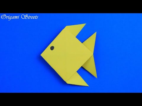 Видео: Как сделать рыбку из бумаги. Оригами рыбка