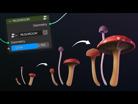 Видео: РОСТ ГРИБОВ с узлами геометрии (урок по Blender 3.4)