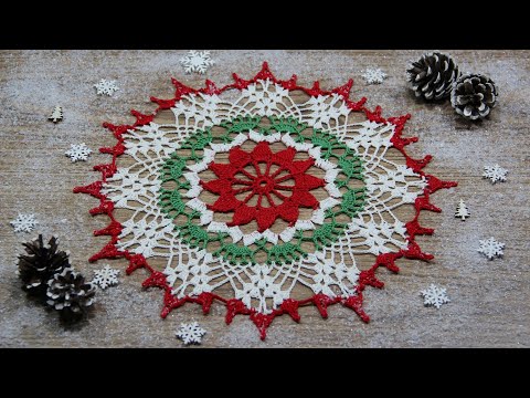 Видео: ВОЛШЕБНАЯ трехцветная САЛФЕТКА КРЮЧКОМ. Очень простая в исполнении! Давайте СВЯЖЕМ ВМЕСТЕ! Схема.🌲🌲🌲