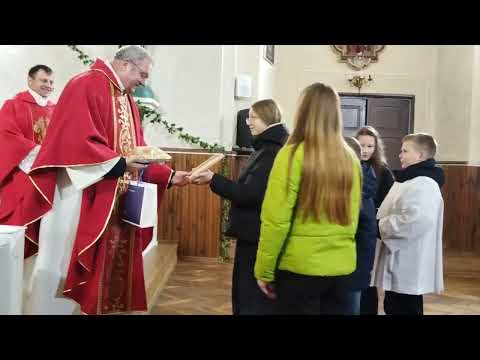 Видео: Перэгрынацыя копіі фігуры арханёла Міхаіла па парафіі святога Юрыя