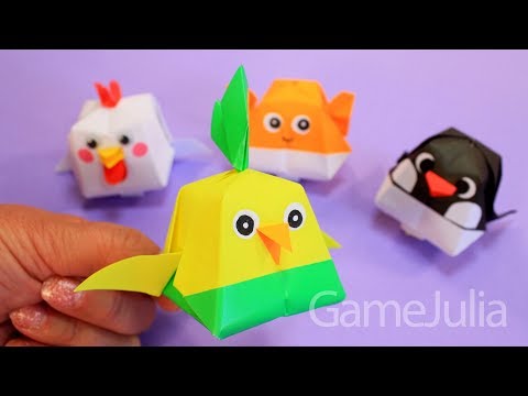 Видео: Пухлые животные из бумаги - Попугай / Round origami parrot