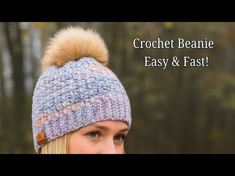 Видео: Вязаная шапочка крючком для начинающих 🌙 Урок по шапке «Лунная походка»