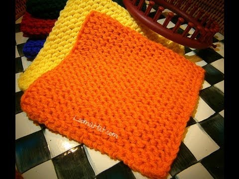 Видео: Как связать простой квадрат платочной вязкой | Плоская панель на круглом, прямом или длинном ткац...